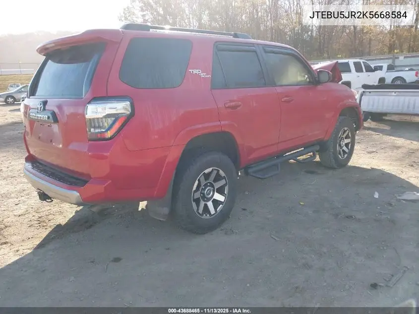Auction sale of the 2019 Toyota 4Runner , vin: JTEBU5JR2K5668584, lot number: 43688465