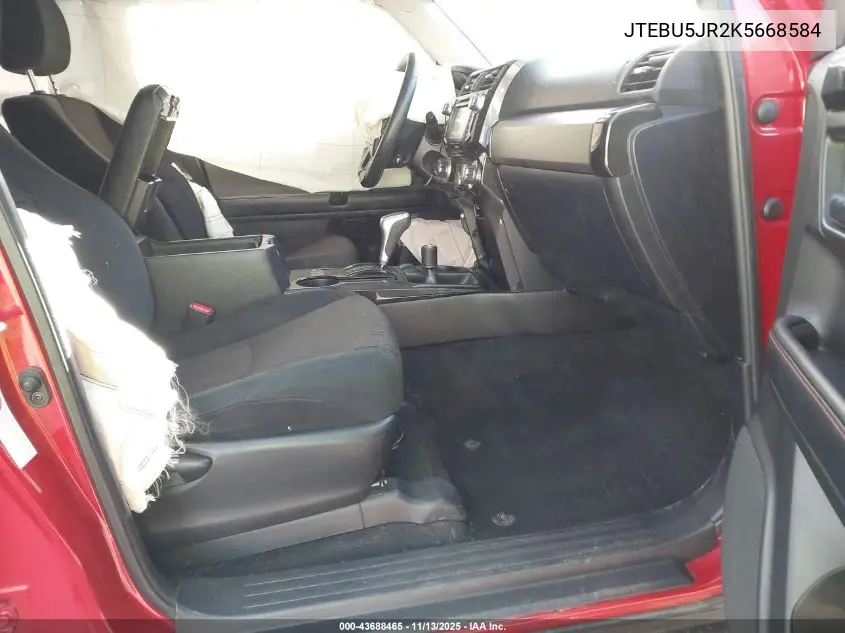 Auction sale of the 2019 Toyota 4Runner , vin: JTEBU5JR2K5668584, lot number: 43688465