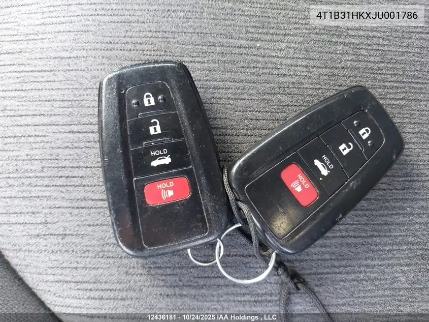 Auction sale of the 2018 Toyota Camry , vin: 4T1B31HKXJU001786, lot number: 12436181