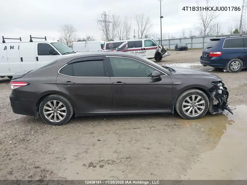 Auction sale of the 2018 Toyota Camry , vin: 4T1B31HKXJU001786, lot number: 12436181