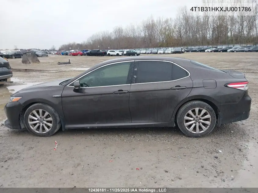 Auction sale of the 2018 Toyota Camry , vin: 4T1B31HKXJU001786, lot number: 12436181