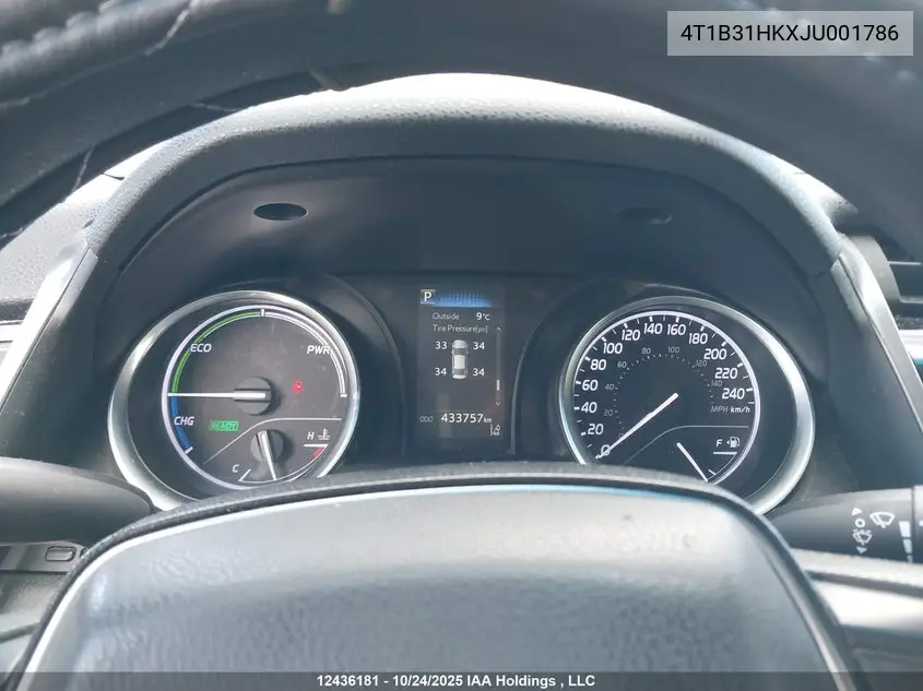 Auction sale of the 2018 Toyota Camry , vin: 4T1B31HKXJU001786, lot number: 12436181
