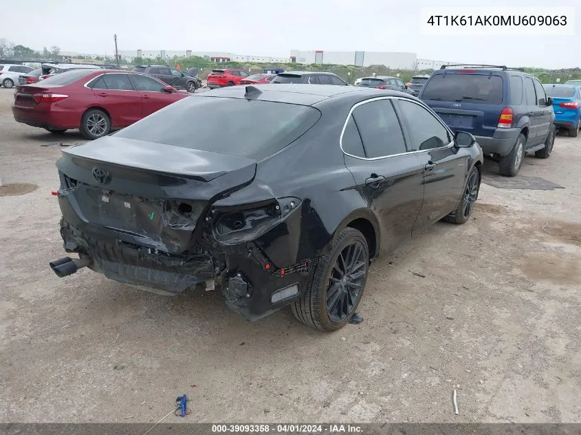Auction sale of the 2021 Toyota Camry , vin: 4T1K61AK0MU609063, lot number: 39093358