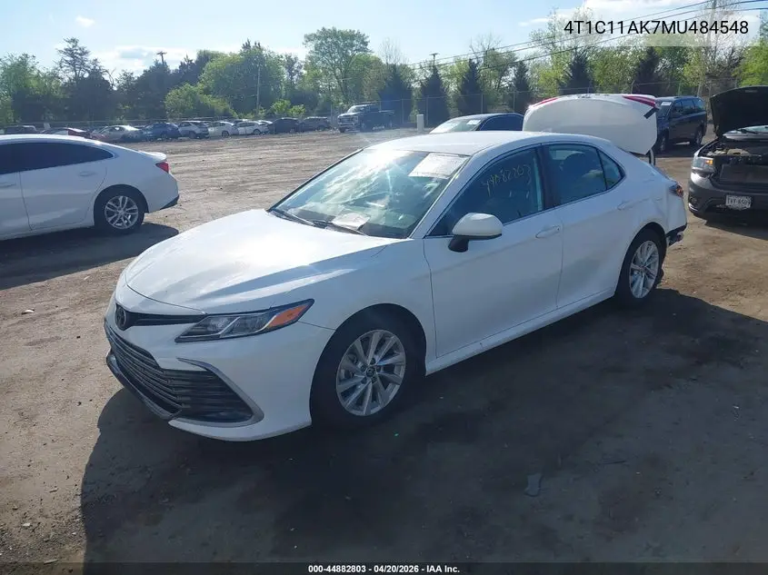 Auction sale of the 2021 Toyota Camry , vin: 4T1C11AK7MU484548, lot number: 44882803