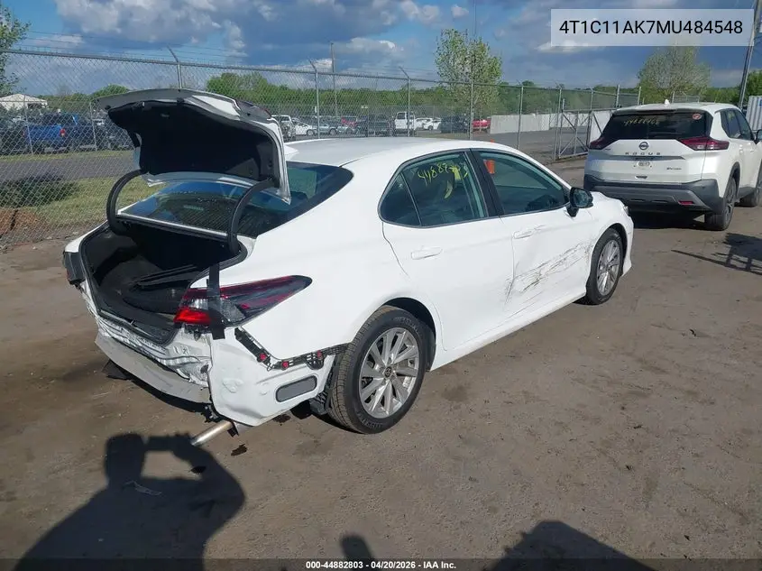 Auction sale of the 2021 Toyota Camry , vin: 4T1C11AK7MU484548, lot number: 44882803