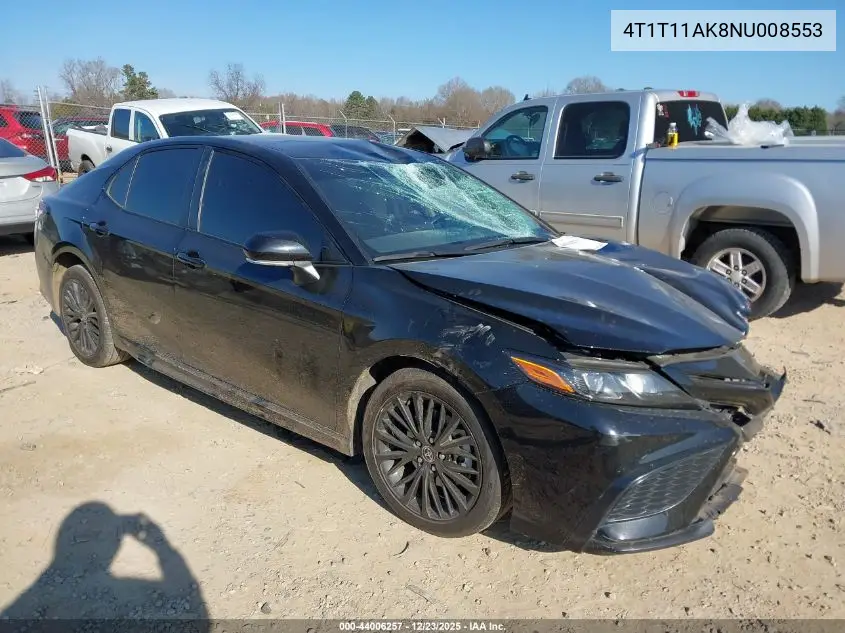 Auction sale of the 2022 Toyota Camry , vin: 4T1T11AK8NU008553, lot number: 44006257