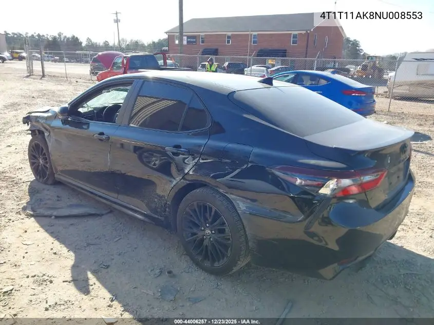 Auction sale of the 2022 Toyota Camry , vin: 4T1T11AK8NU008553, lot number: 44006257