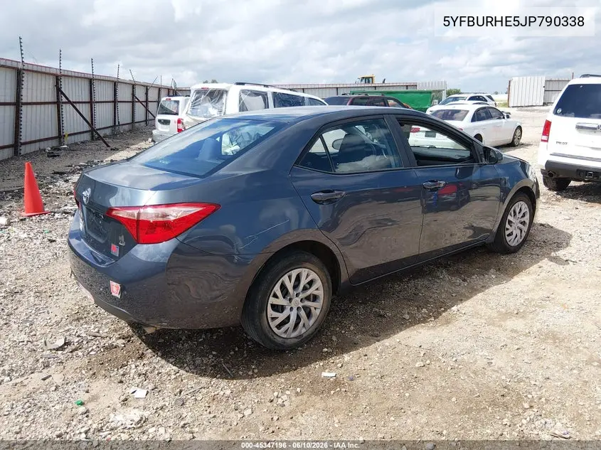 Auction sale of the 2018 Toyota Corolla , vin: 5YFBURHE5JP790338, lot number: 45347196