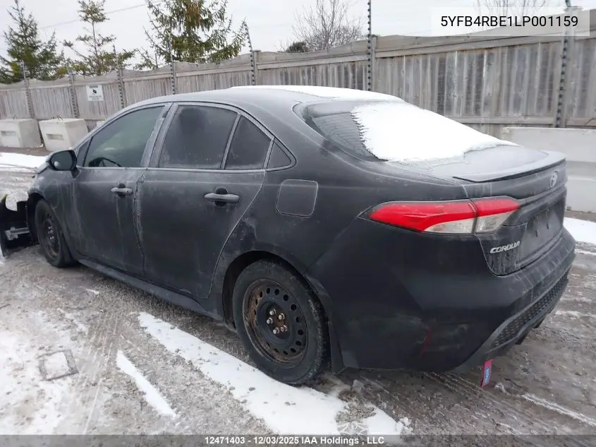 Auction sale of the 2020 Toyota Corolla , vin: 5YFB4RBE1LP001159, lot number: 12471403