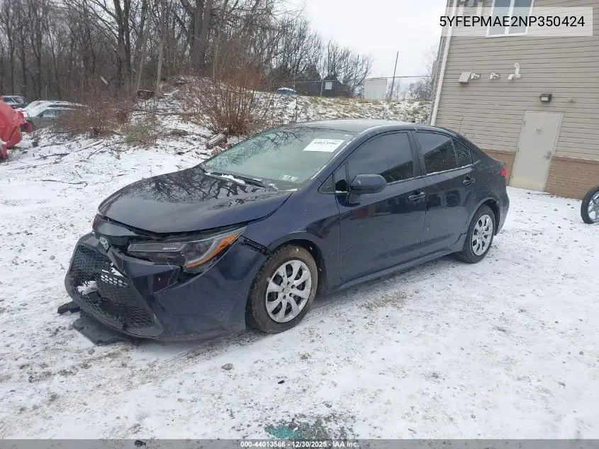 Auction sale of the 2022 Toyota Corolla , vin: 5YFEPMAE2NP350424, lot number: 44013586