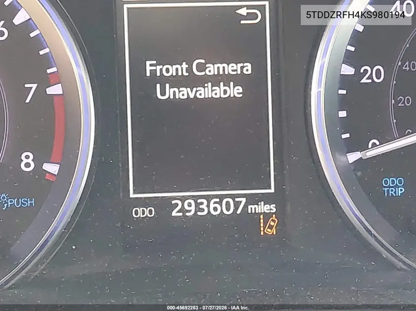 Auction sale of the 2019 Toyota Highlander , vin: 5TDDZRFH4KS980194, lot number: 45692283