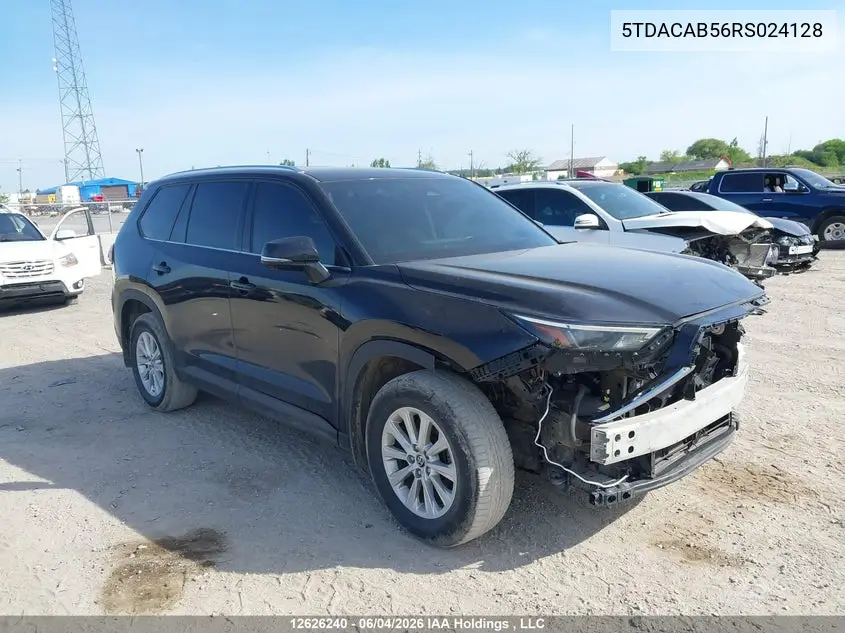 Auction sale of the 2024 Toyota Highlander , vin: 5TDACAB56RS024128, lot number: 12626240