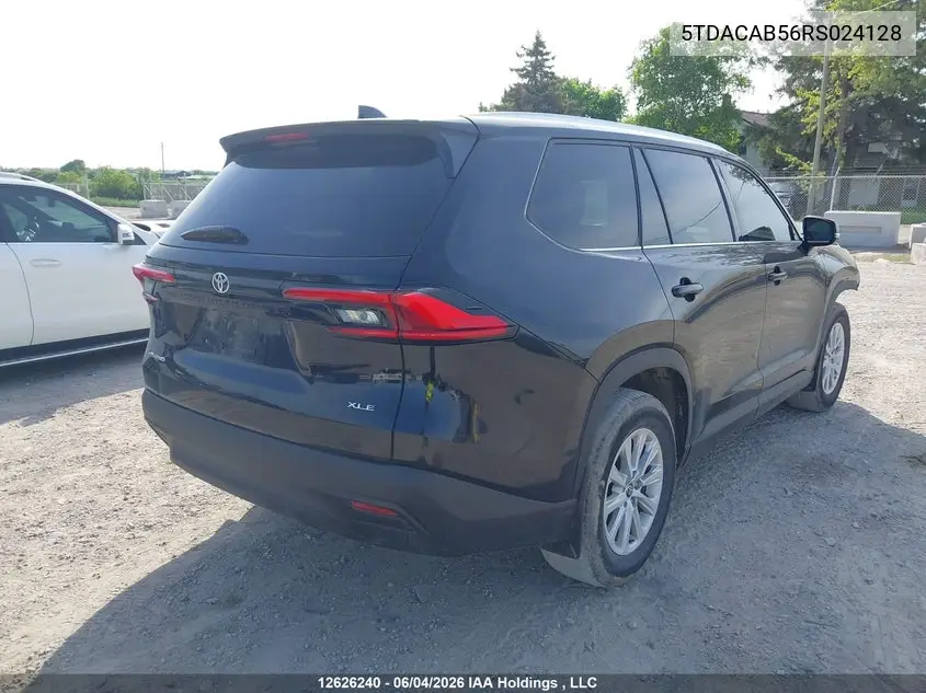 Auction sale of the 2024 Toyota Highlander , vin: 5TDACAB56RS024128, lot number: 12626240