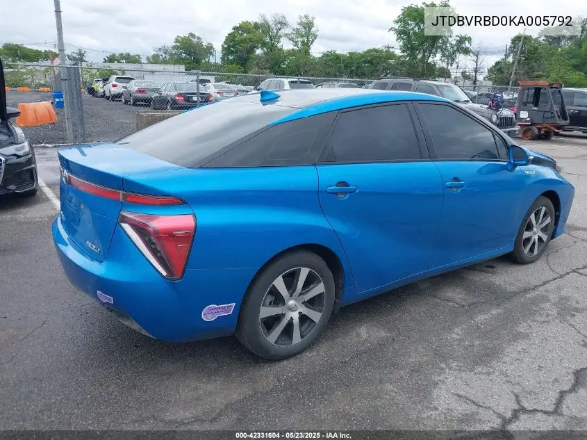 Auction sale of the 2019 Toyota Mirai , vin: JTDBVRBD0KA005792, lot number: 42331604