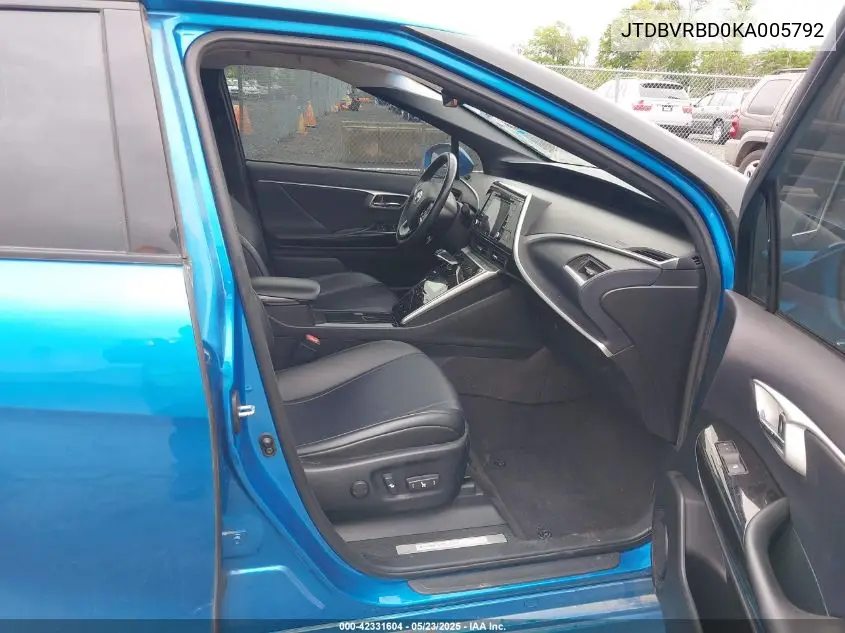 Auction sale of the 2019 Toyota Mirai , vin: JTDBVRBD0KA005792, lot number: 42331604