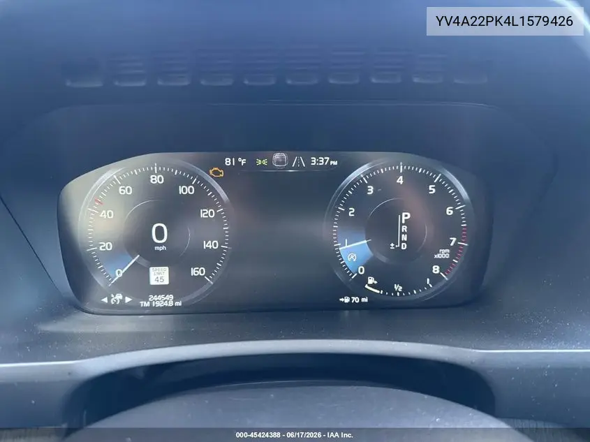 Auction sale of the 2020 Volvo XC90 , vin: YV4A22PK4L1579426, lot number: 45424388